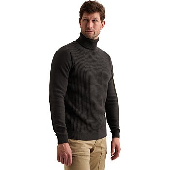 Roll neck cotton blend Obsidian