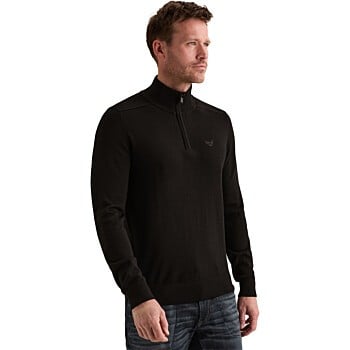 Half zip collar merino melange Black