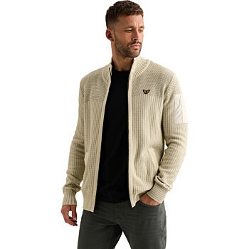 Zip jacket cotton structure Bone White