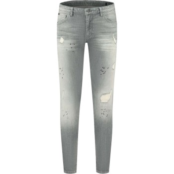 The dylan jeans  denim light grey repaired & spray