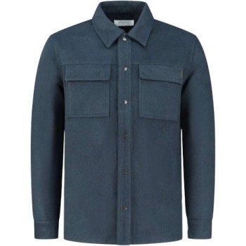 Wool look over shirt with pocket at navy