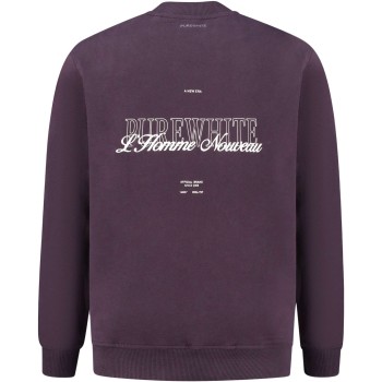 Crewneck with front print and back  aubergine