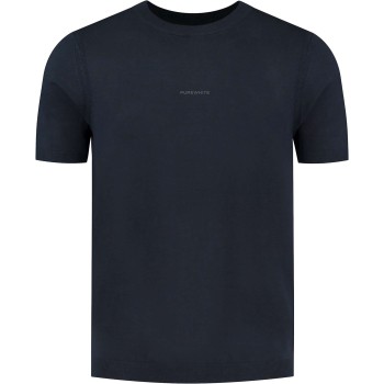 Knitted tshirt with small logo on c navy