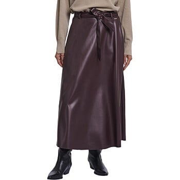 Faux leather skirt with belt