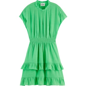 Easy fitted smocked mini dress bright parakeet