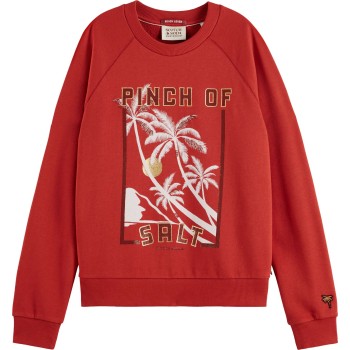 Relaxed fit raglan sleeved graphic rustic coral