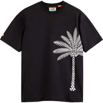 Palm Tree Embroidery T-shirt Black