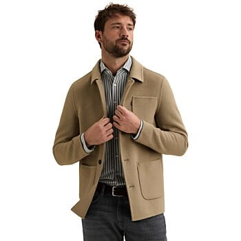 Blazer Jacket Wool Blend Shacket Greige