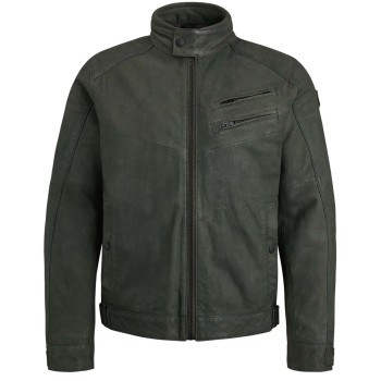 Leather sheep jacket forest night groen