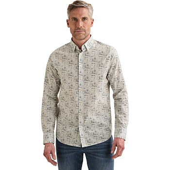 Long sleeve shirt Print on poplin Cloud Dancer