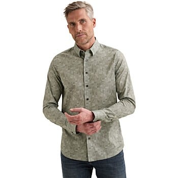 Long sleeve shirt Print on poplin Forest Fog