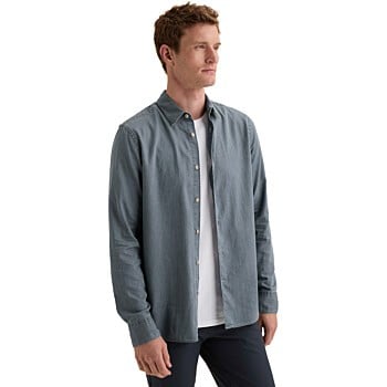 Long sleeve shirt Indigo Twill Light Stone Patched