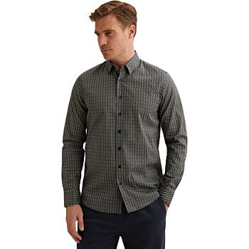 Long sleeve shirt Print on poplin Dark Sea