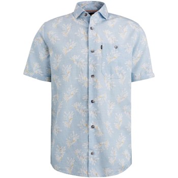 Overhemd korte mouw met print cashmere blue