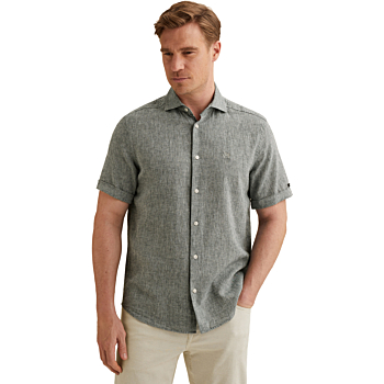 Short Sleeve Shirt Linen Cotton bl Midnight Navy
