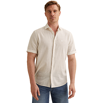 Short Sleeve Shirt Linen Cotton bl Cloud Dancer