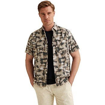 Short Sleeve Shirt Print on slub c Burlwood