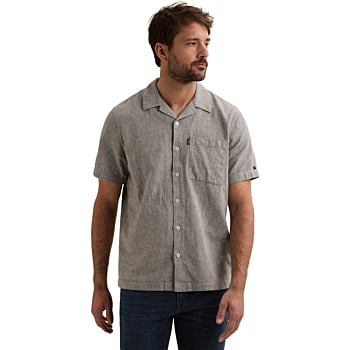 Short Sleeve Shirt Linen Cotton bl Pewter