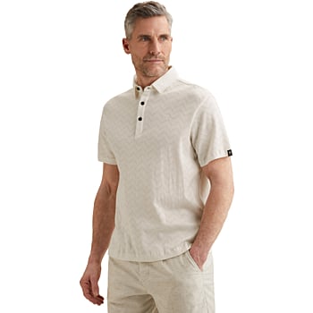 Short sleeve r-neck jacquard jerse Cloud Dancer