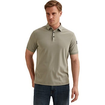 Short sleeve polo raschel interloc Forest Fog