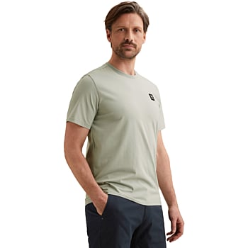 Short sleeve r-neck cotton elastan Aqua Gray