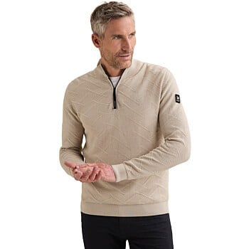 Half zip collar cotton mouline Silver Lining