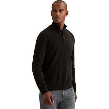 Half zip collar cotton mouline Black Beauty