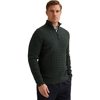Half zip collar wool blend Dark Sea