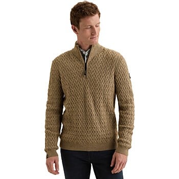 Half zip collar wool blend Greige