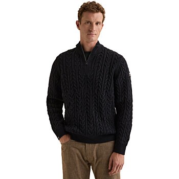 Half zip collar wool blend Dark Navy