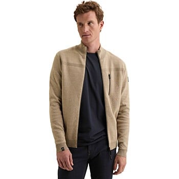 Zip jacket cotton bonded mouline Greige
