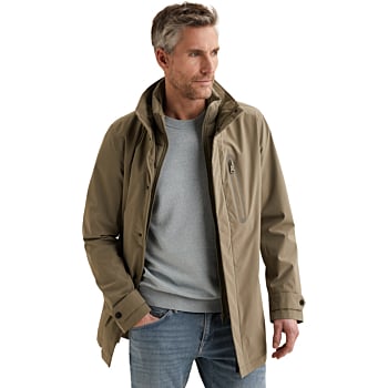 Semi long jacket V-COAT DOUBLE Spu Brindle