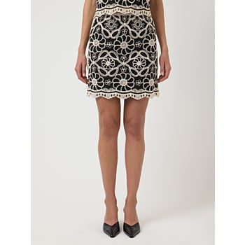 YASCILIA HW CROCHET SKIRT - FEST Black/W. PRISTINE