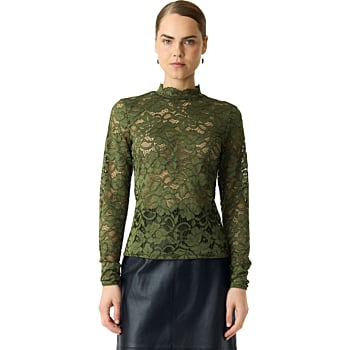 YASLACEY LS LACE TOP S. NOOS Sphagnum