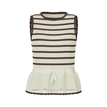 YASANNIE SL KNIT TOP S. Pristine/W. COFFEE B