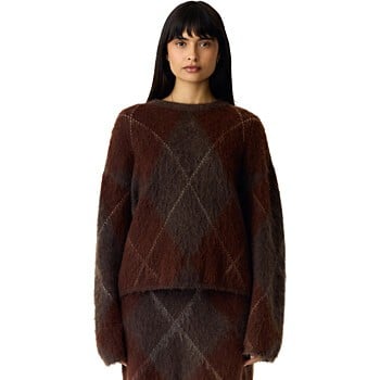 YASARGY LS MOHAIR BLEND KNIT PULLOVER S. Coffee Be
