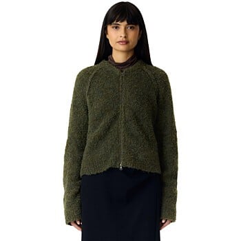 YASPLYRA LS KNIT ZIP CARDIGAN Chive