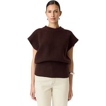 YASESLI SL WOOL BLEND KNIT VEST Coffee Bean