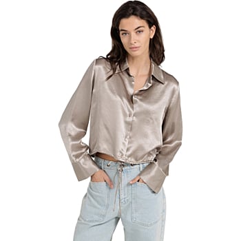 Satijnen blouse CROCKERY BROWN