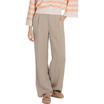 Geweven broek met plooien CROCKERY BROWN