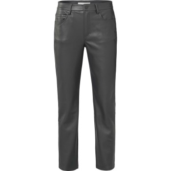Faux leather trousers pinstripe grey