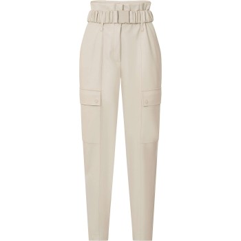 Cargo trousers in faux leather silver lining beige