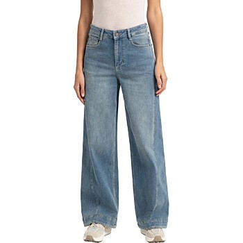 Denim jeans met naaddetails MID BLUE DENIM