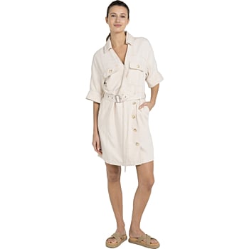 Denim jurk met ceintuur CLOUD CREME WHITE