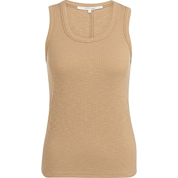 Geribd singlet met ronde hals TAN BROWN