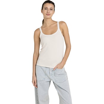 Singlet met mesh afwerking CREME BEIGE