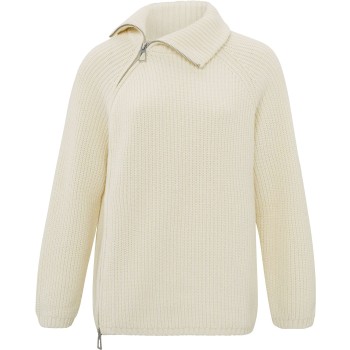 Ribbed sweater with zip off white knit