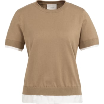 Gebreide top met dubbele zoom KHAKI GREEN