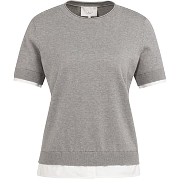 Gebreide top met dubbele zoom IRON GREY MELANGE