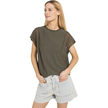 Top met transparante mouwen ARMY GREEN